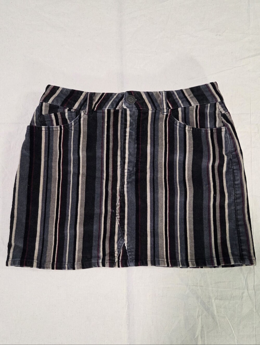 Y2K Jolt Striped Corduroy Mini Skirt - Size 7 / 28w